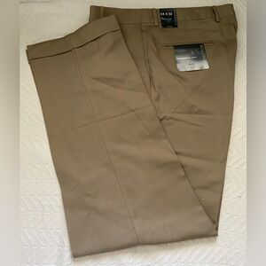 Covington Dress Pants Mens Tan Classic Fit Pleated Cuffed.